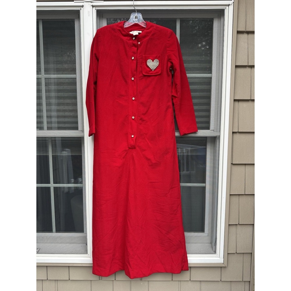 Vintage Joey Ltd Housecoat  Red Triacetate Robe Women's Size 9